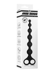NMC 8 INCH RIBBED SILICONE ANAL BEADS BLACK